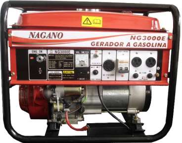 Gerador a gasolina monofásico 3 kva nagano