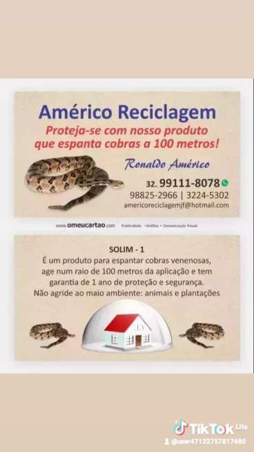 Solim - 1 , produto para espantar cobras venenosa