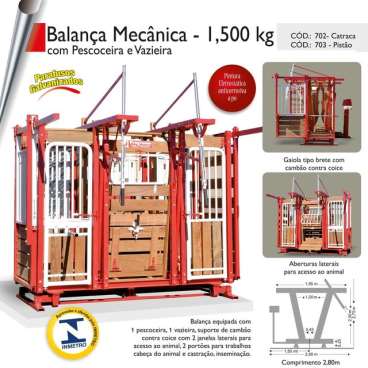 Balanca mecanica 1500 kg com pescoceira e vazieira