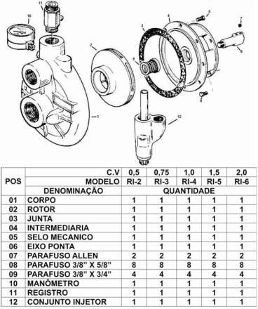 Bomba injetora série ri – 3500 rpm rudc bombas