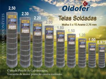 Telas soldadas oldofer malha 5 x 15 arame 2,76 mm