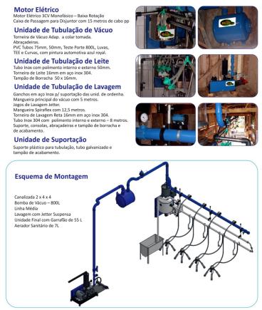 Ordenhadeira canalizada mbc 800 - 4 - linha média