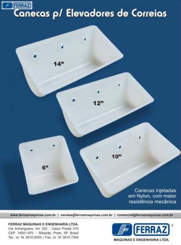 Canecas para elevadores de correias