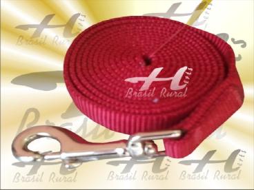 Cabo guia em nylon vermelho com mosquetao