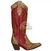 Bota texas escama queimada cano vermelho sv8914