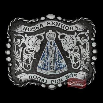 Fivela nossa senhora aparecida c/ banho prata