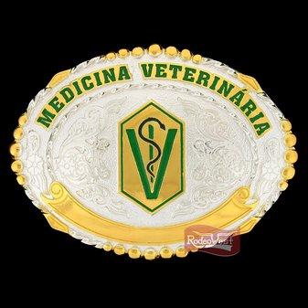 Fivela medicina veterinária c/ banho dourado e pra