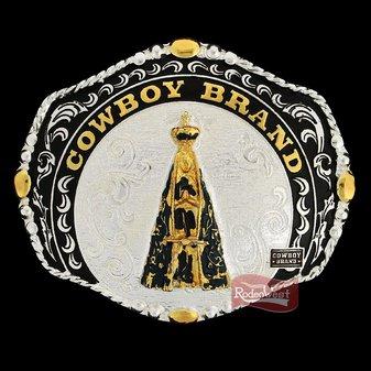 Fivela nossa senhora aparecida c/ banho dourado e