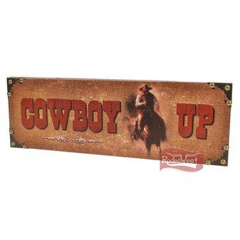 Placa decorativa importada cowboy up - gift corral