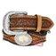 Cinto feminino em couro c/ margaridas, strass e pe