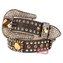 Cinto feminino em couro c/ margaridas e strass