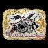 Fivela sumetal world horse c/ banho dourado e prat