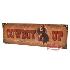 Placa decorativa importada cowboy up - gift corral