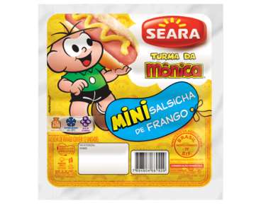 Mini salsicha de frango da turma da monica