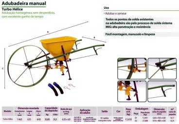 Adubadeira manual turbo hélice