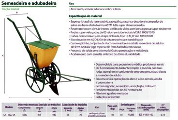 Semeadeira e adubadeira de tracao animal