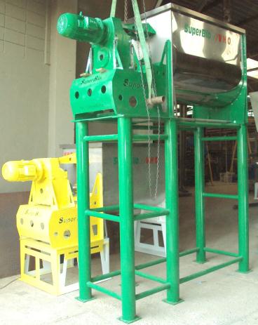 Fabrica de argamassa usando ribbon blender.