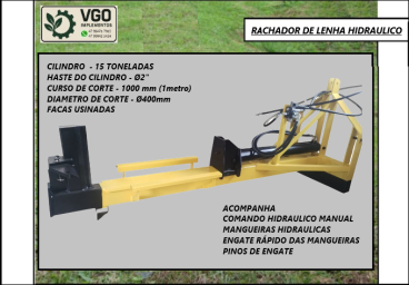 Rachador de lenha hidraulico 15t - curso1m